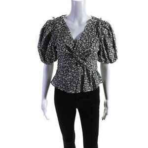 Derek Lam 10 Crosby Salma Linen Blend Floral Blouse Size 8